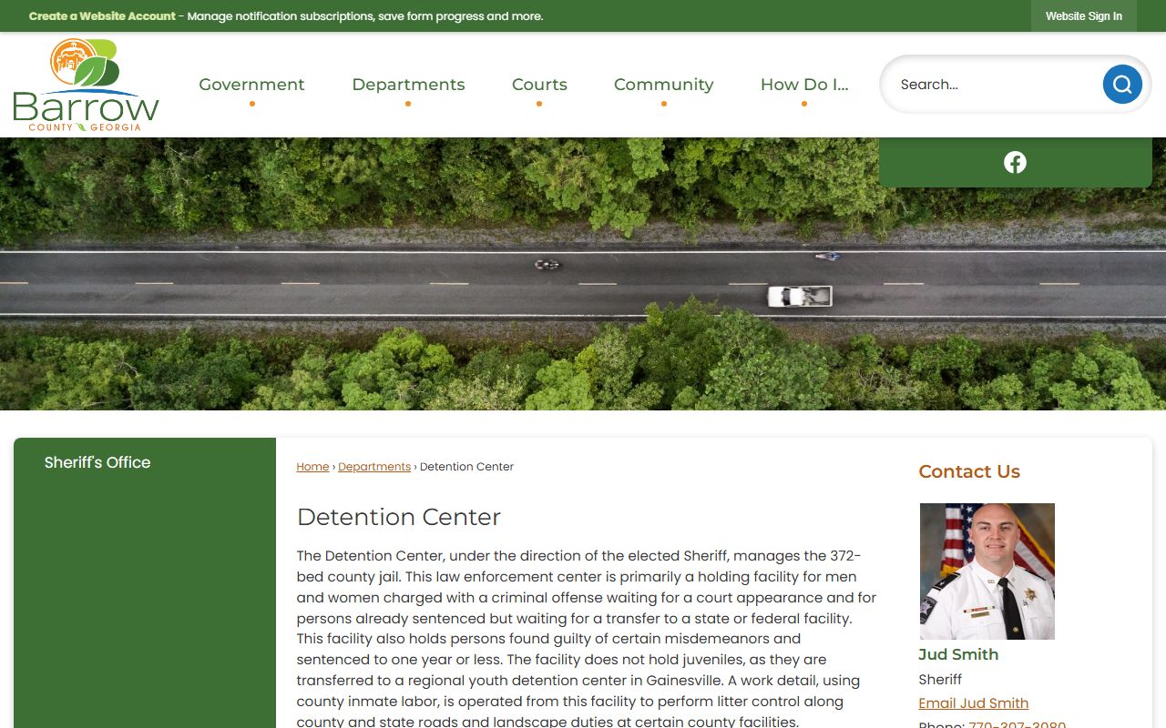 Barrow County government detention center page for jail mugshots