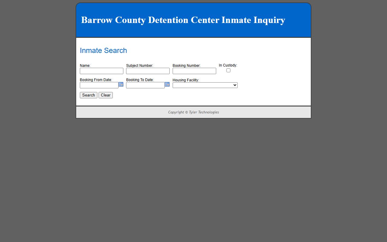 Barrow County inmate search portal for jail mugshots