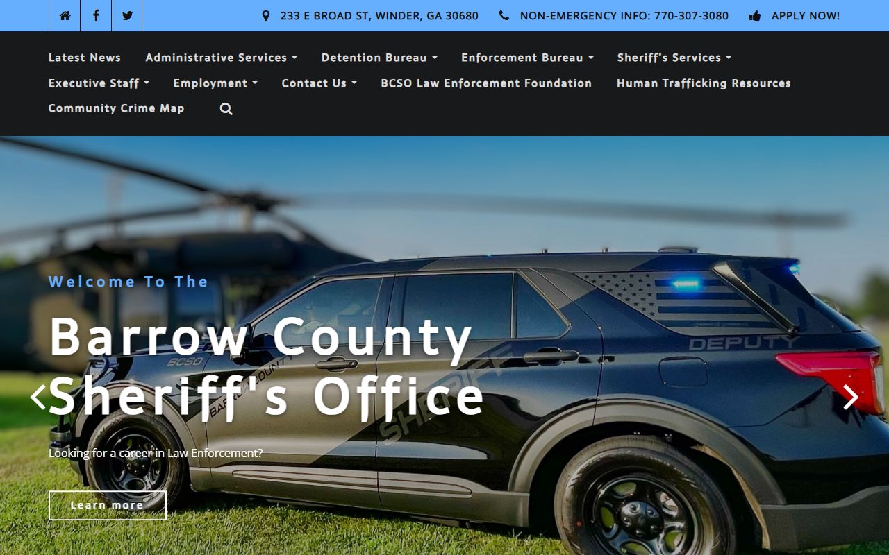Barrow County Sheriff's Office official website for jail mugshots