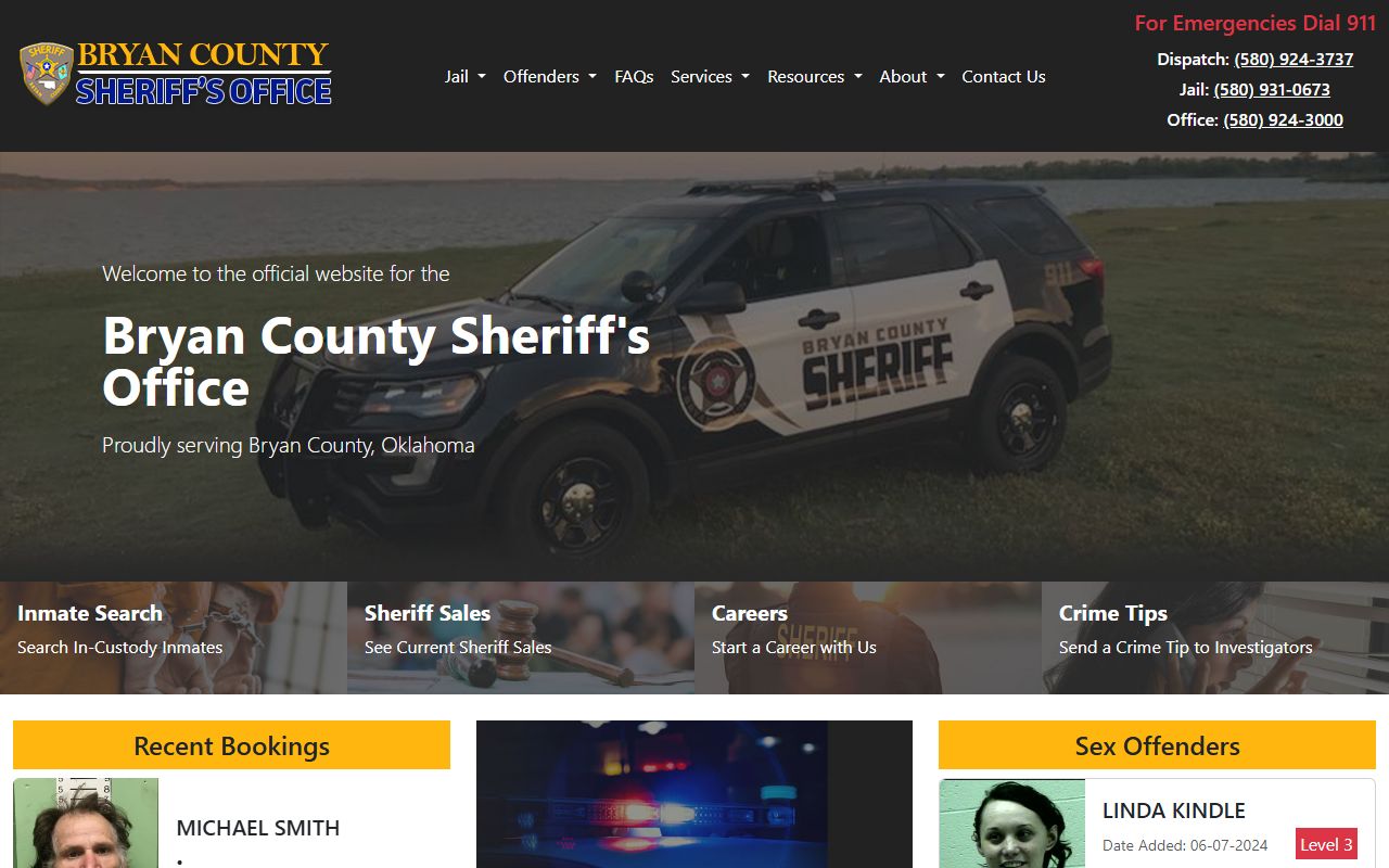 Bryan County Sheriff's Office official website for jail mugshots
