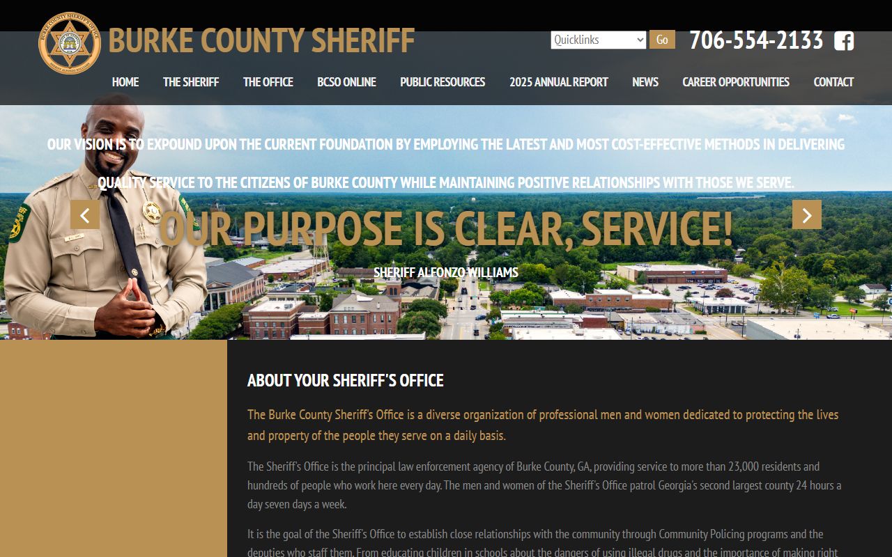 Burke County Sheriff's Office official website for jail mugshots