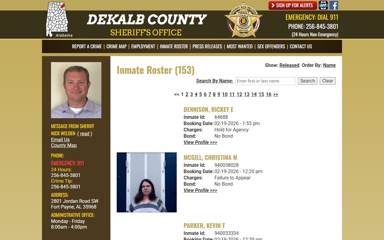 DeKalb County Sheriff inmate roster for jail mugshot search