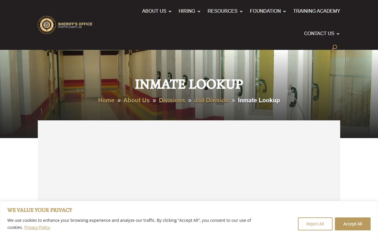Fayette County Sheriff inmate lookup tool for jail mugshots