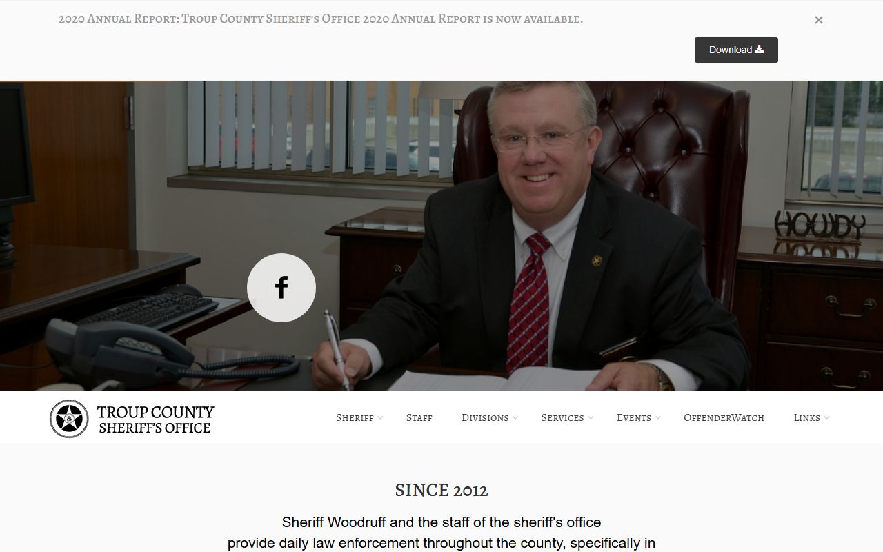 Troup County Sheriff's Office official website for jail mugshots